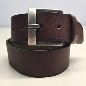 Mens Brown Leather Belt Size 40 Thick Workwear Utility Silver Buckle‎ Classic